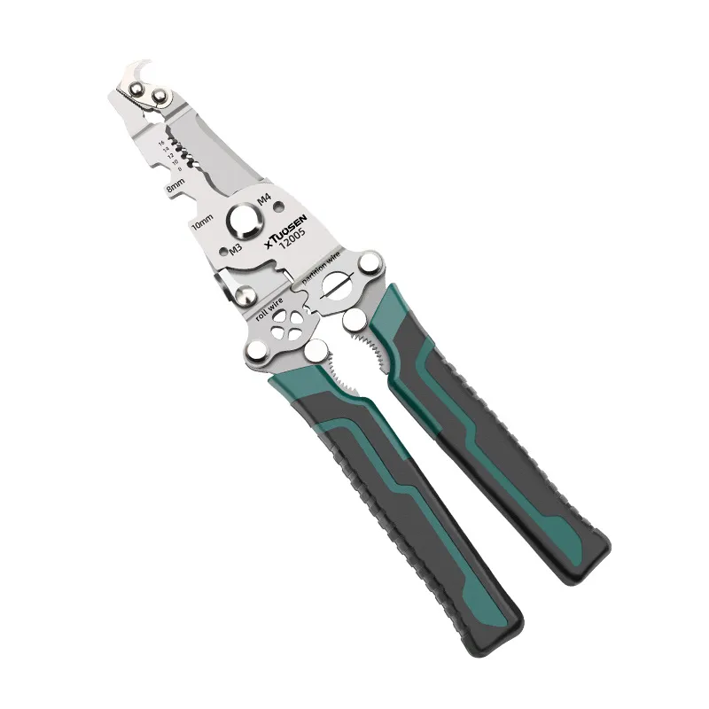 Multifunctional Folding Wire Stripper Pliers – Electrician’s All-in-One Tool for Cutting, Stripping, Crimping, and Splitting Wires, Compact Pocket-Sized Pliers with Spring Action